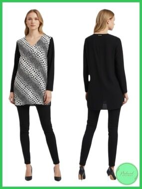 Michael Kors Black & White Tunic Top